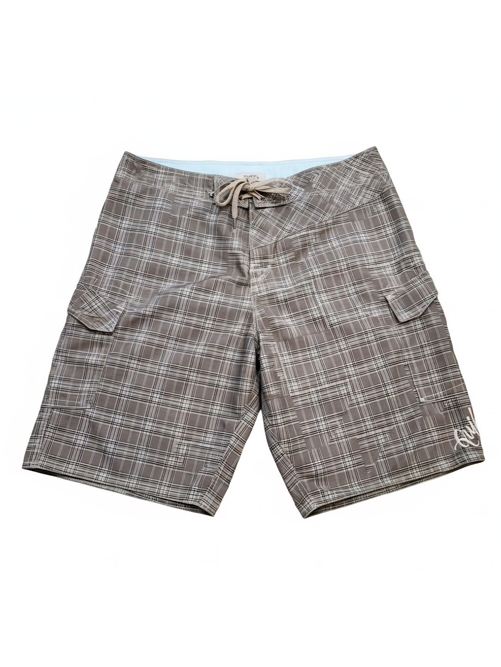 Vintage Quiksilver Board Shorts Mens 36 Brown Plaid Baggy Cargo Surf Core Y2K